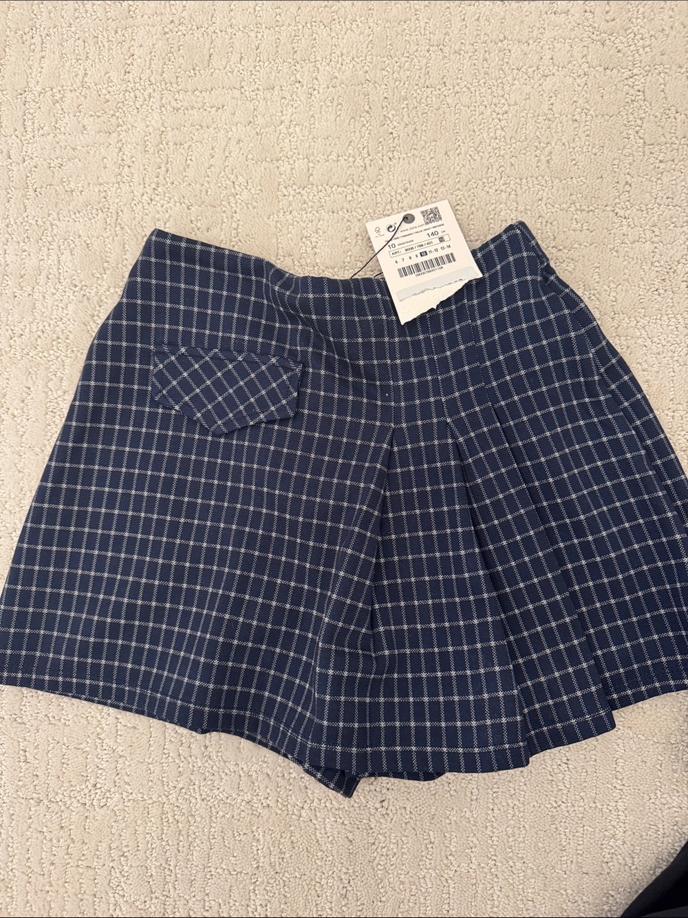 Zara NWT Navy Plaid Flared Skort/short
